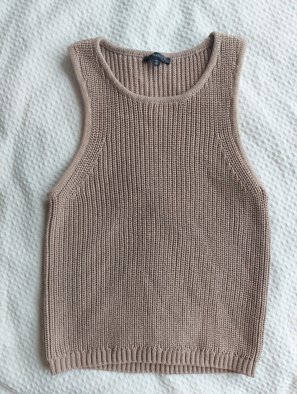 Dynamite Light Brown Knit Sleeves Top